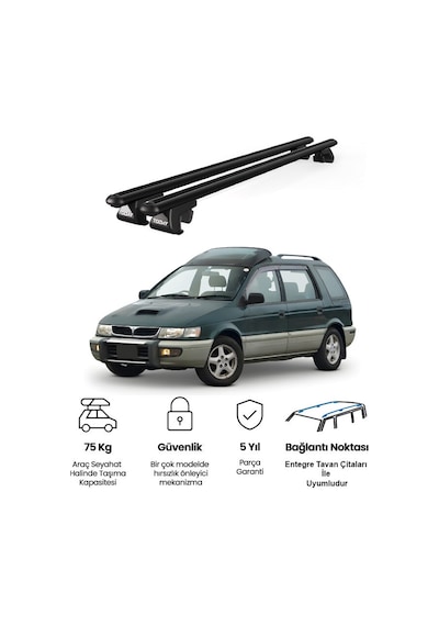 Venüs Mitsubishi Chariot 1997-2003 Uyumlu Siyah Ara Atkı Port Bagaj Tavan Barı