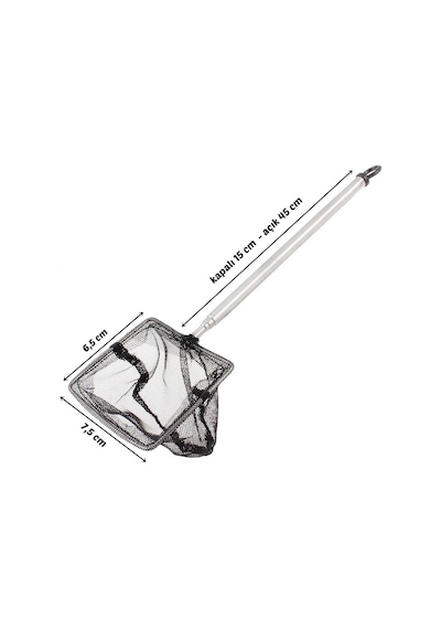 Dikdörtgen Teleskop Akvaryum Balık Kepçesi 6.5 x 7.5 CM - 15-45 CM Sap