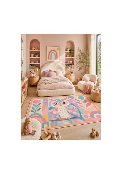 Renkli Baykuş Desenli Çocuk Halısı Dijital Baskı Modern Bebek Ve Çocuk Odası Dekoratif Halı Çok Renkli Renkli Baykuş Desenli Çocuk Halısı Dijital Baskı Modern Bebek Ve Çocuk Odası Dekoratif Halı Çok Renkli