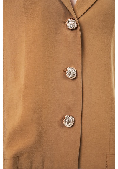 Bigdart Kadın Kruvaze Yaka Oversize Ceket 0747 - Camel