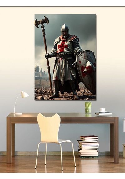 Kanvas Tablo Şövalye Ve Kalkan 50cmx70cm