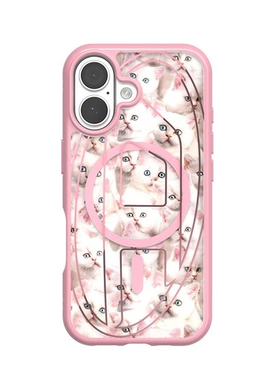Diesel Apple iPhone 17 Uyumlu Magsafe Destekli Oval D Kedi Desenli Kılıf - Pembe