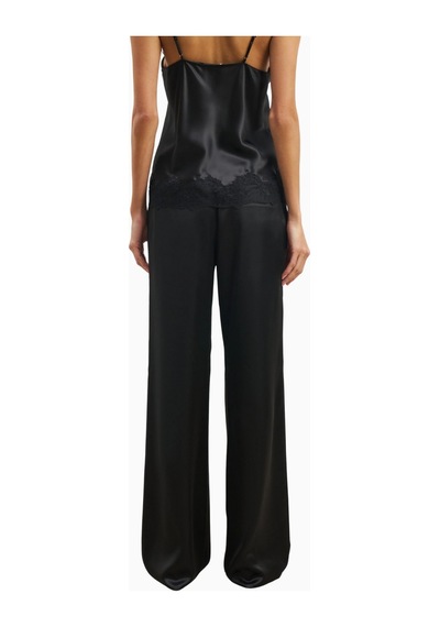 Because Of Alice Formal Satin Straight Leg Trousers Saten Düz Paça Kadın Pantolon Siyah