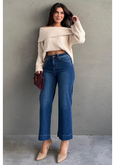 Mavi Düz Kesim Geniş Paça Kadın Flared Jean Mg2630 Mavi Mavi Düz Kesim Geniş Paça Kadın Flared Jean Mg2630 Mavi