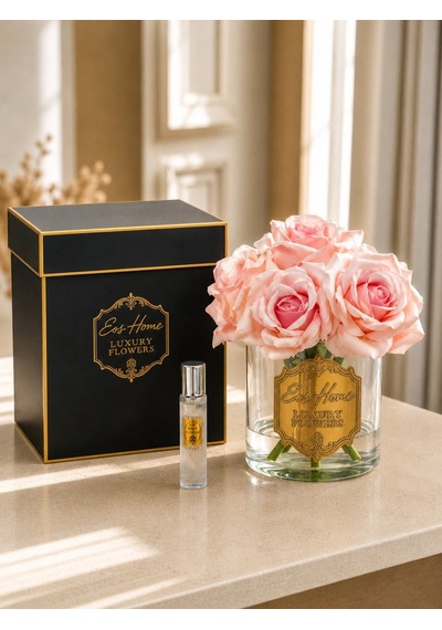 Rosemira Altı Güllü Parfümlü Dekoratif Çiçek Pembe-7551 Gül - Meyve