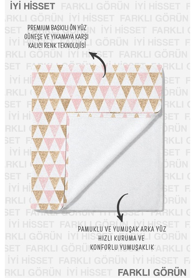 Geometrik Üçgen Modern Plaj Havlusu-pudra Bej Minimalist Havuz Deniz Hızlı Kuruyan Mikrofiber Havlu Kumlu Esinti
