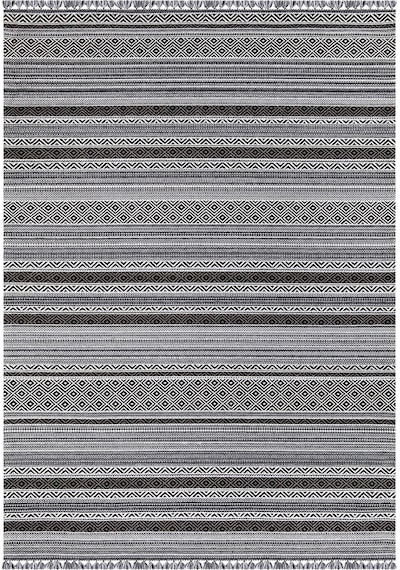 Siyah Renkli Kaymaz Tabanlı Yıkanabilir Makine Dokuma Kilim-326
