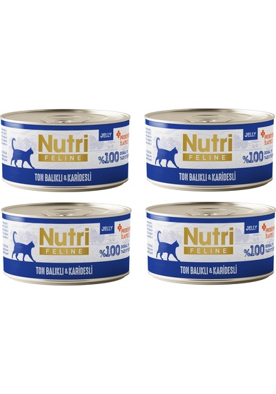 Nutri Feline Ton Balıklı Ve Karidesli Jöleli Tahılsız Yetişkin Kedi Konservesi 70 G X 4 Adet