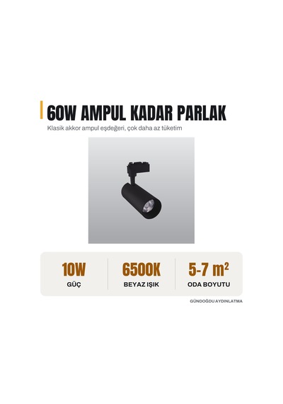 Ack 10w Alüminyum Led Ray Spot Armatür Beyaz 6500k - Ad30-01030