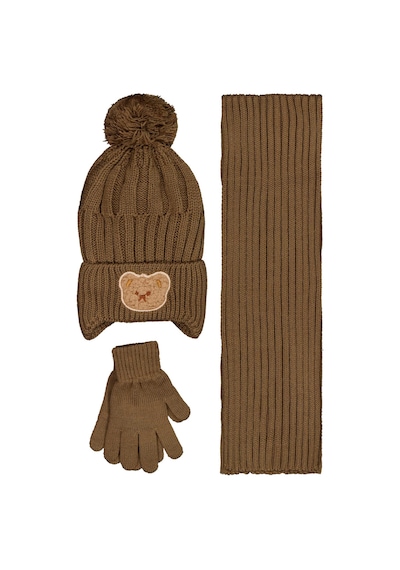 Civil Baby 6-18 Ay Atkı Bere Eldiven Set - Kahverengi 24243102525W1