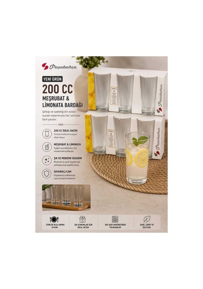 42138 İstanbul Meşrubat Limonata Bardağı 200 Cc 6 Lı Sarı