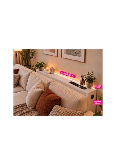 1. Sınıf Beyaz Mdf Auratech Led Li Koltuk Arkası Dresuar Prizli Şarjlı Raf Konsol 180x80x12 1. Sınıf Beyaz Mdf Auratech Led Li Koltuk Arkası Dresuar Prizli Şarjlı Raf Konsol 180x80x12