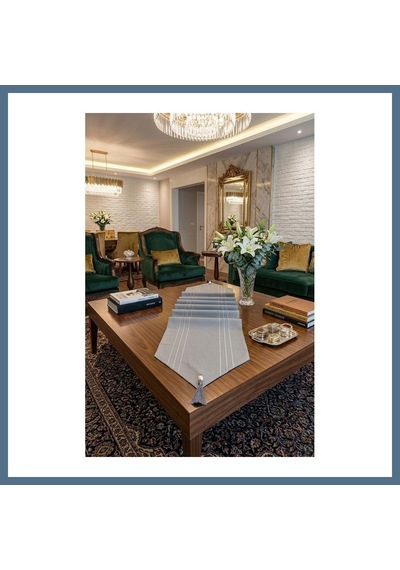 Buradabulabilirsin Çizgili Tek Runner, Colber Tek Runner 40x140cm Gri Bbz