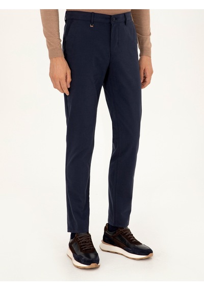 Cacharel Lacivert Slim Fit Pamuk Karışımlı Kanvas Pantolon