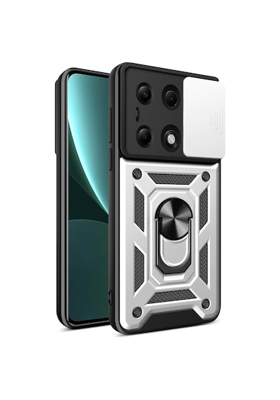 Xiaomi Poco M6 Pro 4g Uyumlu Kılıf Pars Lens Yüzüklü Silikon - Gümüş