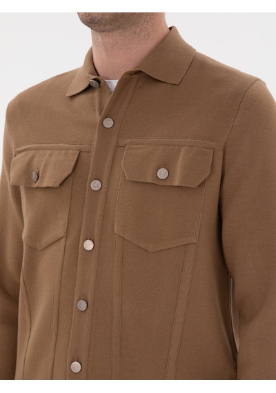 Cacharel Camel Regular Fit Triko Hırka Kahverengi