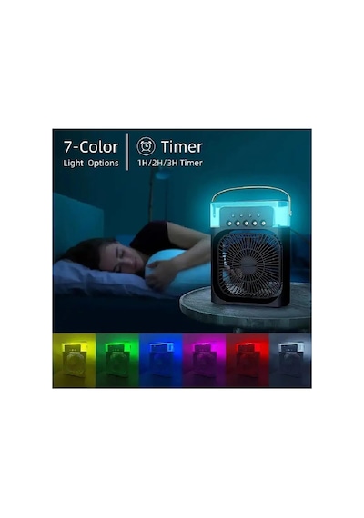 Tst-2502clr Buzlu Fan 600ml Su Hazneli Su Buharı Püskürtmeli Masaüstü Vantilatör Zaman Ayarlı Serinletici Mini Klima Led Işıklı Ve Koku Hazneli
