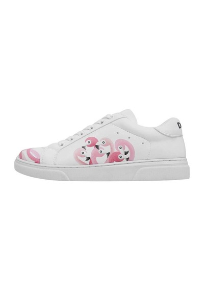 Kadın Vegan Deri Beyaz Sneakers - Pink Paradise Tasarım Çok Renkli