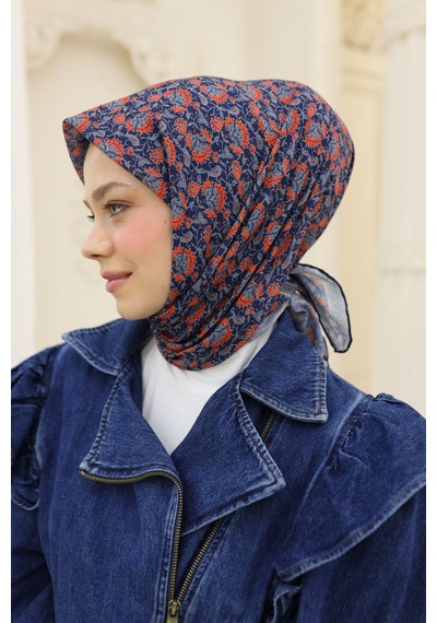 Silk Home Soft Eşarp 73077-04 Lacivert, Metalik Gri, Parlak Turuncu