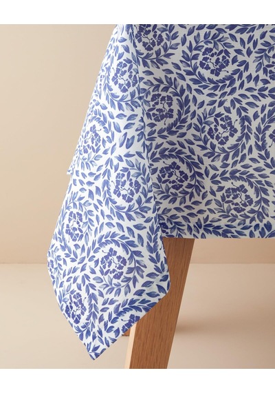 Carnival Floral Polyester Masa Örtüsü Mavi