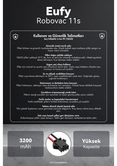 Eufy Robovac 11s 3200mah Robot Süpürge Bataryası D.k