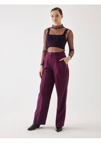 Süet Bordo Bol Paça Pantolon 001