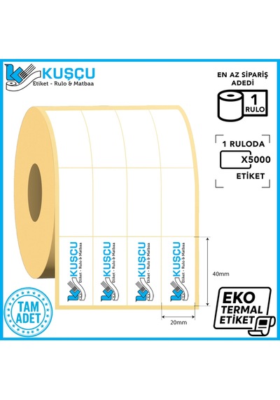 40x20 4'lü Eko Termal Etiket 4000'lik 1 Adet Diğer