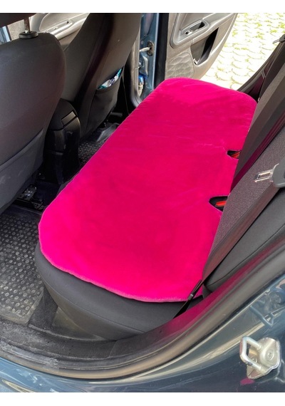 Yumuşak Tüylü Peluş Serme Oto Koltuk Koruyucu Minder Arka Fuşya Pembe