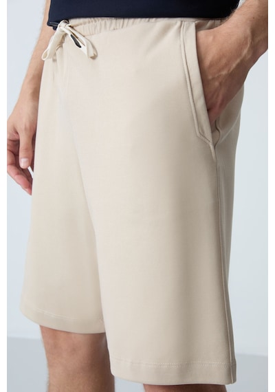 Air Jones Tommy Life Bej Pamuklu Kalın Yumuşak Dokulu Standart Fit Basic Erkek Şort - 81275 Bej
