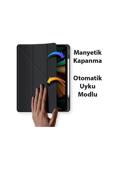 Coofbe Kalem Yerli Standlı Şeffaf Arka Kapak Apple Uyumlu iPad  Pro 11 Kılıf Tablet Kılıfı Manyetik 2022-2021-2020-2018