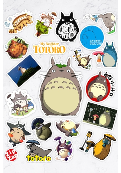 Komşum Totoro My Neighbor Totoro Anime Telefon Laptop Yapışkanlı Folyo Sticker Paketi 20 Adet Çok Renkli