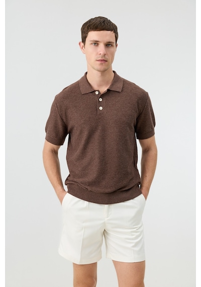 Antioch Dokulu Polo Yaka Triko Erkek T-shirt Kahverengi