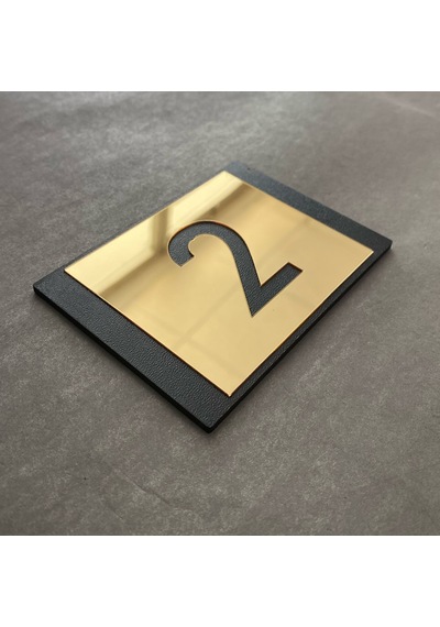 Lux Gold Aynalı Mdf Serisi İç Mekan Apartman Daire Kapı Numarası