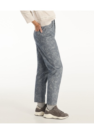 Yargıcı Normal Bel Düz Kalıp Denim Pantolon Mavi Desenli Mavi