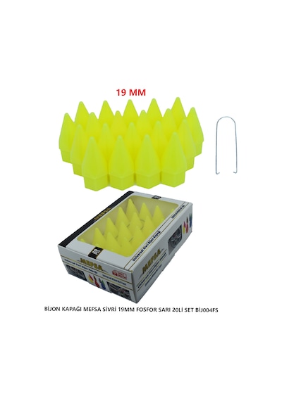 Bijon Kapağı Sivri 19 Mm Fosfor Sarı 20 Li Set