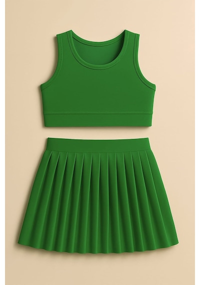 My Kids Wear Kız Cocuk Sort Eteklı Mayo Takımı 4 -14 Yas 11899 Yeşil