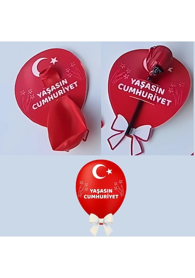 29 Ekim Cumhuriyet Bayramı Şeker & Balon Kartları 40 Adet Kırklı Paket 7