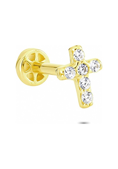 Glorria Altın Haç Tragus Piercing Sarı