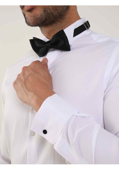Dufy Beyaz Erkek Slim Fit Düz Ata Yaka Uzun Kol Gömlek - 89394-beyaz Beyaz