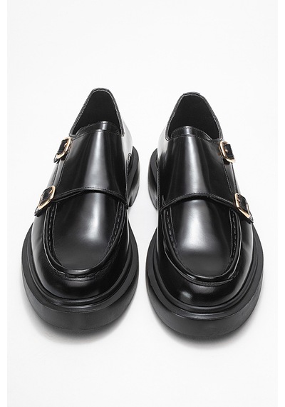 Dericlub Erkek Kemerli Loafer Ayakkabı Gerçek Deri T575 Siyah