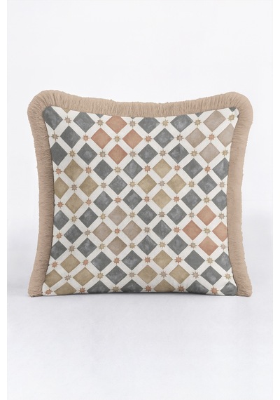 Geometrik Mozaik Motifli Saçaklı Yastık Kılıfı - Zarif Etnik Bohem Bej Vizon Püsküllü Kırlent Kılıfı Sessiz Sahil Serenat Geometrik Mozaik Motifli Saçaklı Yastık Kılıfı - Zarif Etnik Bohem Bej Vizon Püsküllü Kırlent Kılıfı Sessiz Sahil Serenat
