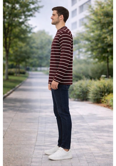 Alexander Gardi Alexandergardı Çizgili Sweatshirt E22-73201 Bordo