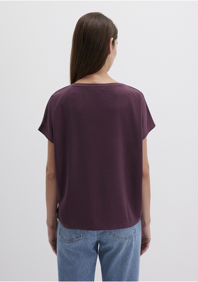 Mavi - Lux Touch Tencel Tm Modal Bordo Basic Tişört 167245-70421 Bordo