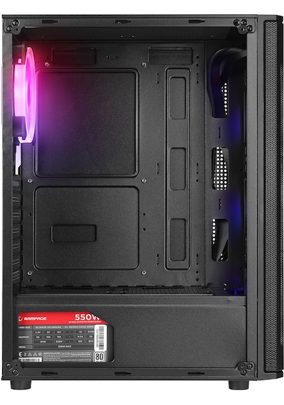 Rampage HELIOS Mesh 550 W 80+ Siyah Temperli Cam 4 x 12 CM Rainbow ATX Mid-T Oyuncu Kasası