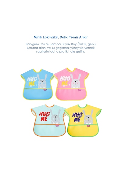 Babyjem Poli Muşamba Mama Önlüğü Büyük Pembe
