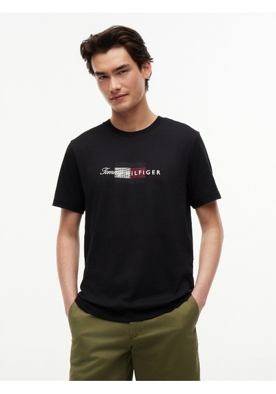 Tommy Hilfiger Scrıpt Flag Regular Tee Erkek Siyah T-shirt - Mw0mw43226