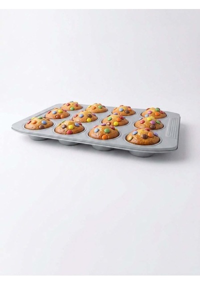 Muffin Kalıbı - Seramik Kaplama 12 Bölmeli Krem