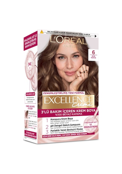 2 Adet Excellence Creme Saç Boyası - 6 Açık Kahve 192 Ml