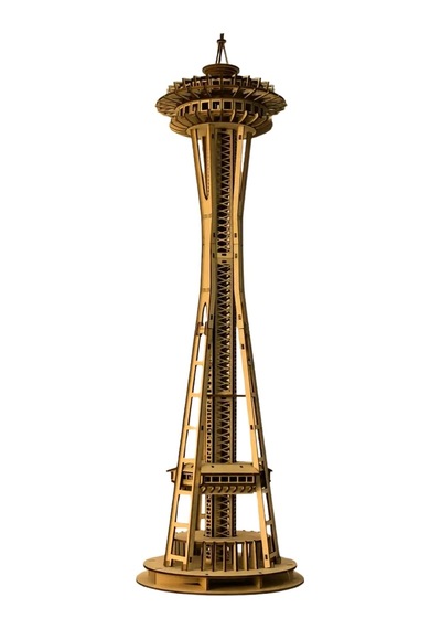 Algwooddesign Space Needle Ahşap Maket Seti 321 Parça Dıy 3d Puzzle Seattle Kulesi Koleksiyoner Modeli