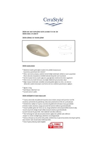 Mat Kapuçino Renkli Seramik 75 Cm Lavabo, Şık 508 Yeşil